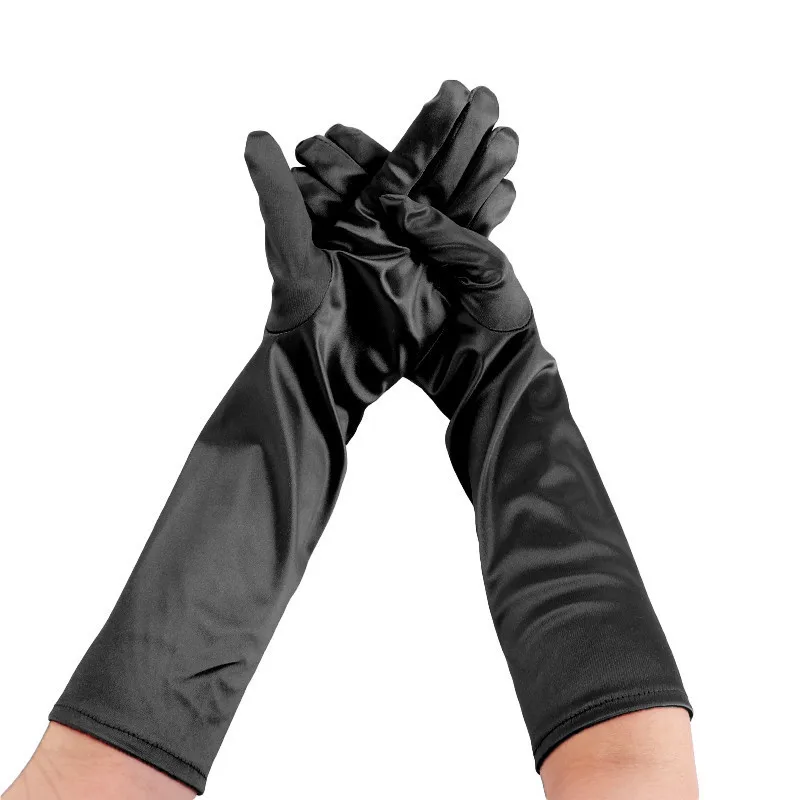 elbow satin gloves