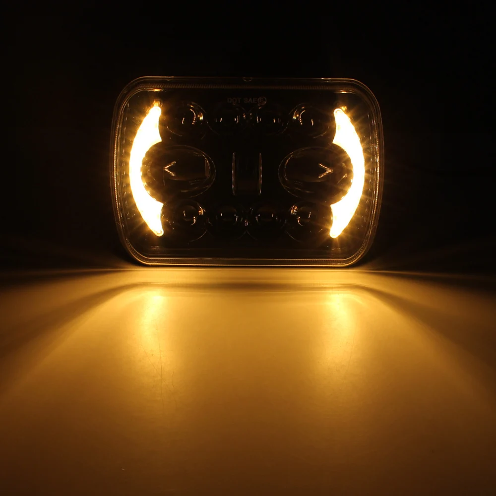 7x6 5x7'' LED Headlight Projector Hi-Lo Beam DRL Amber Turn Signals Kits For Jeep Cherokee XJ Wrangler YJ Pickup Truck