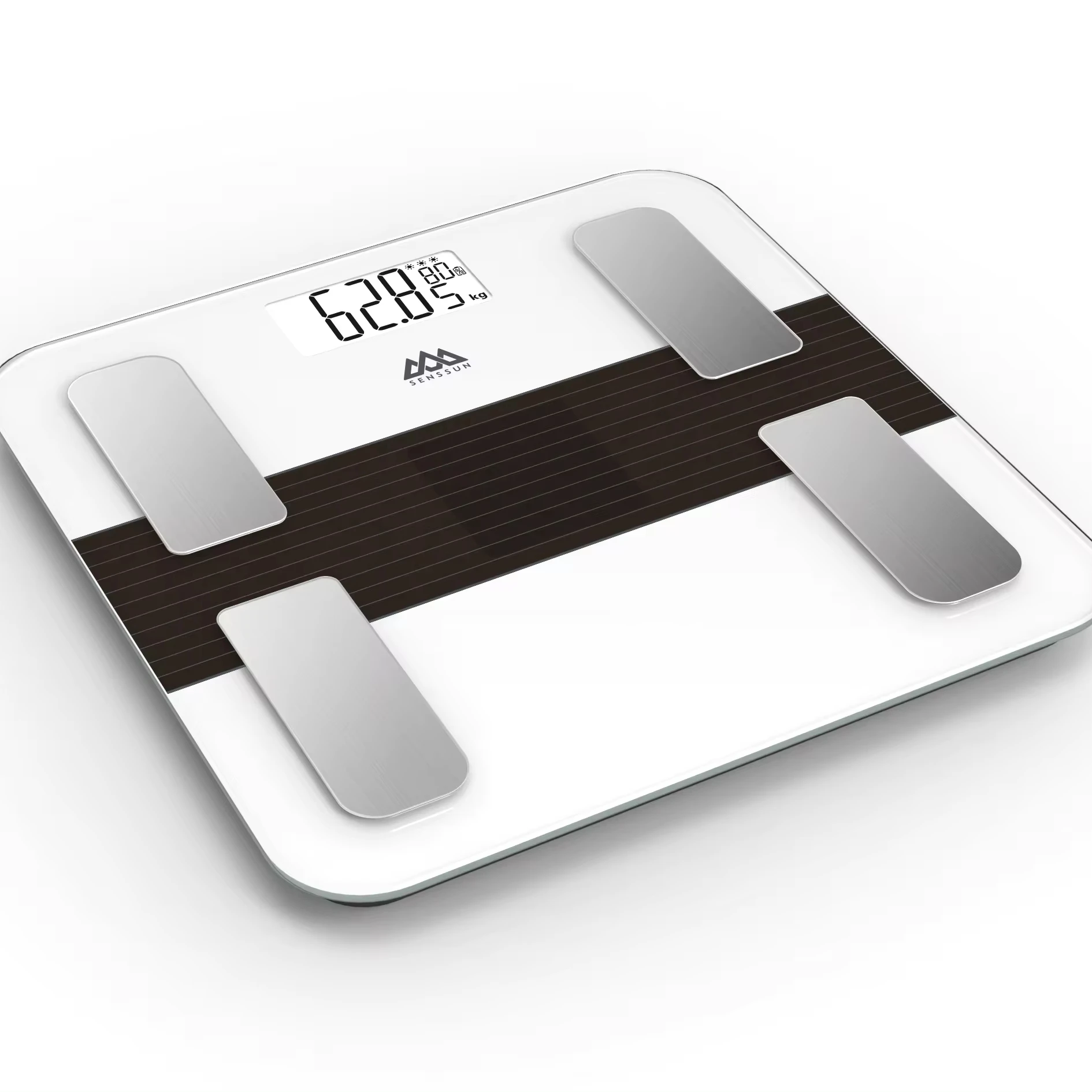 CAMRY Newest Product  Solar Energy Scale Big LCD Reading Environmental Friendly Solar Power Body Fat Measuring Scale