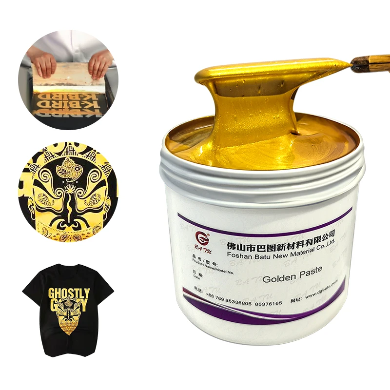 Textile Screen Printing Gold Ink Water Based Metallic Golden Paste Ink