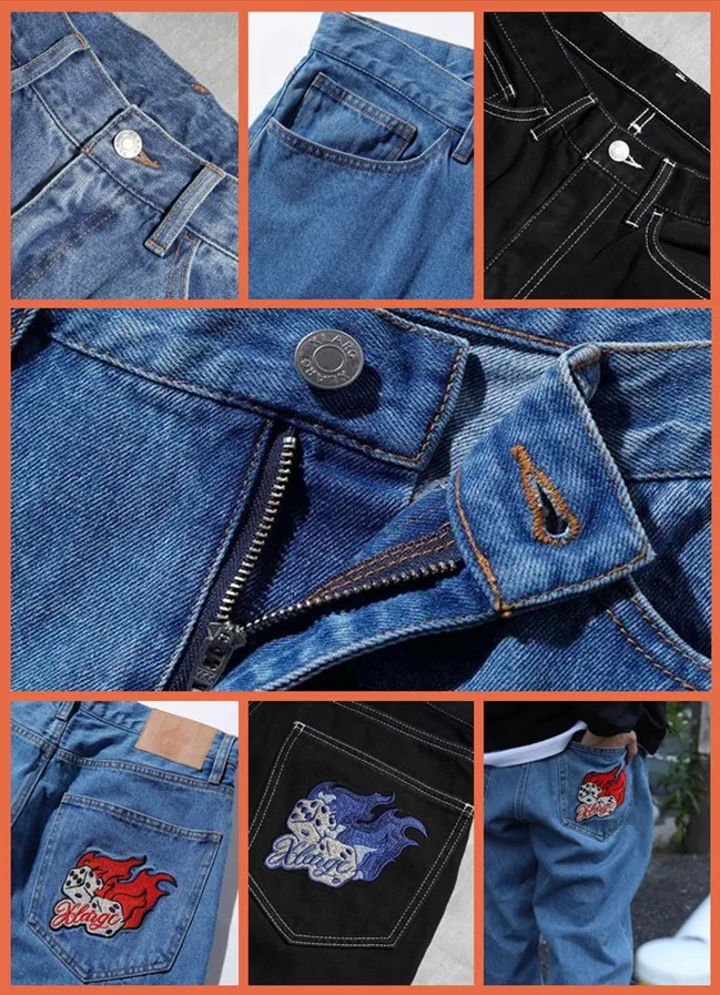 Custom Men's Jeans Men Baggy Denim Jeans Pants for Men Custom Embroidered  Jeans