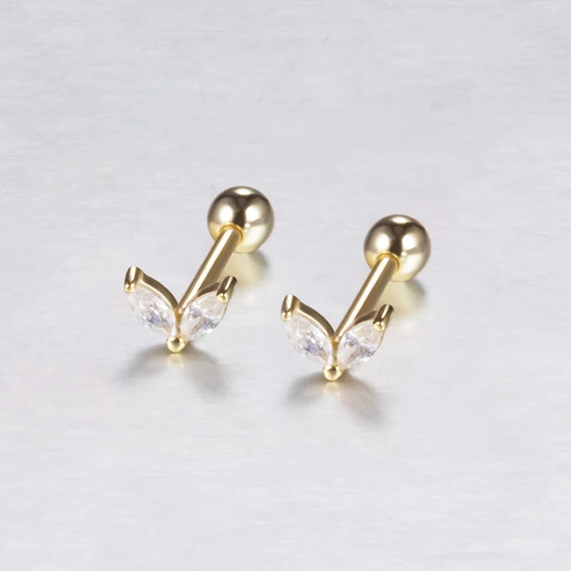 Fashion Gemstone Sterilized Ear Piercing Cz Studs Tash Tragus 925 ...