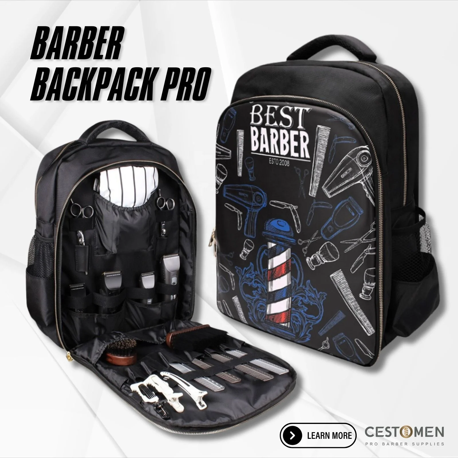 Professional Barber Travel Portable Haircut Tool Clipper Supplies Organizer Storage Barber Bag Backpack