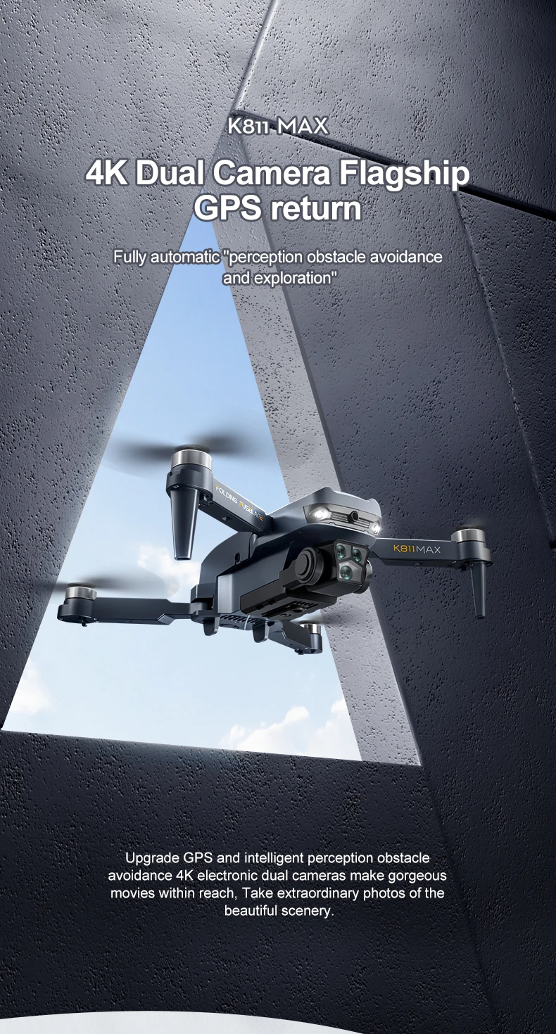 K811 Max Brushless Mini Drone Professional 4K HD Dual Camera 5G WIFI GPS Return Obstacle Avoidance Dron Remote Control Toys Gift