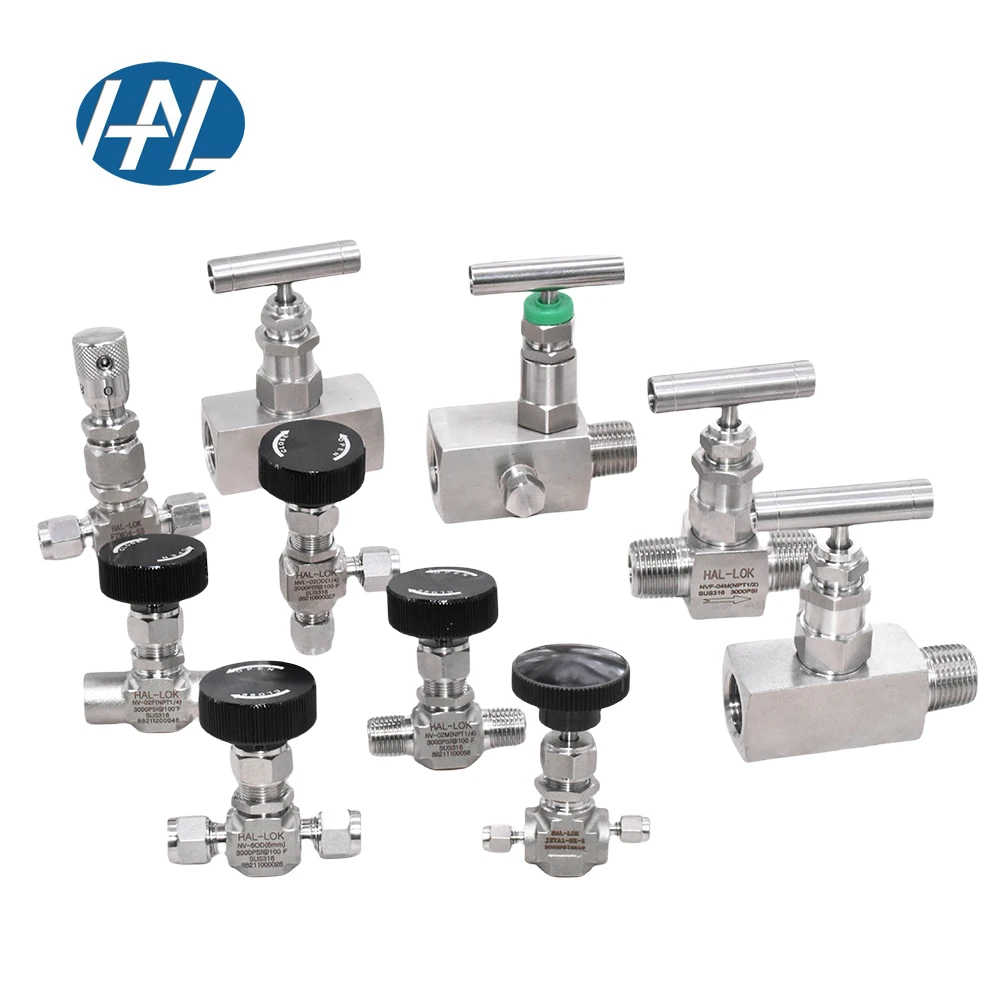 SS316 SS304 Manual Gas Needle Valve with Female Thread Sizes 1/8\" 1/4\" 1/2\" for Instrumentation Piping Control Applications