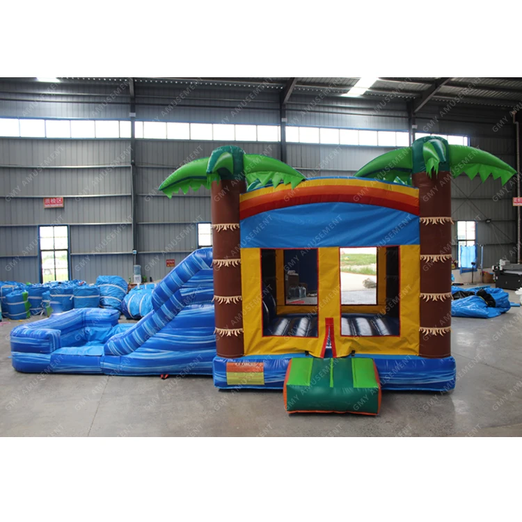 Commercial grade pvc inflatable bounce house combo with slide kids party moonwalk bounce house water slide