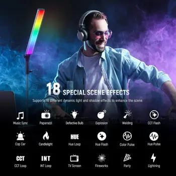 NEEWER RGB Light Wand with 2.4G/APP Control Upgraded 360 Touchable RGBWW Hue Mixer Photography Handheld LED Video Lighting detail image