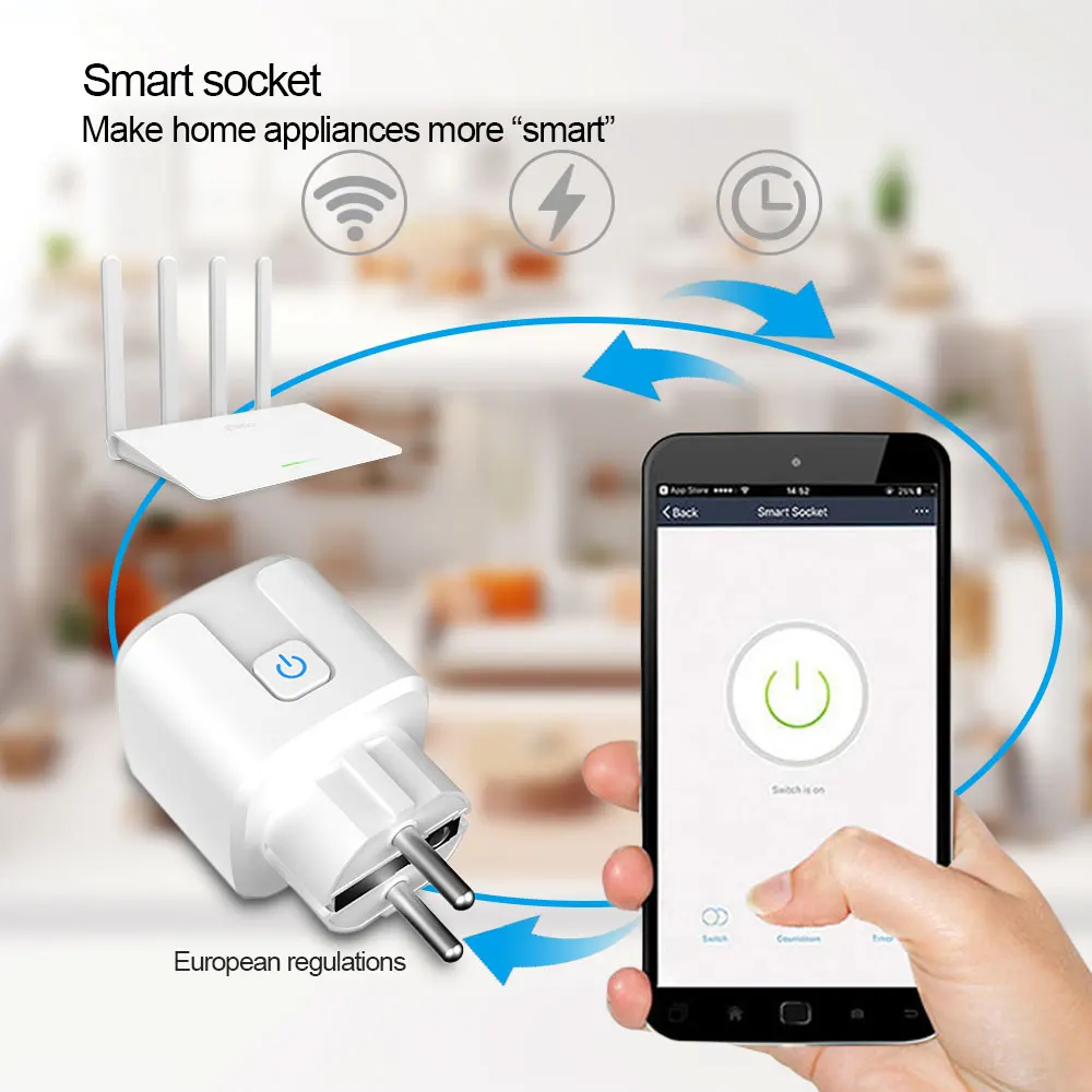 Matter US/UK/EU WiFi Smart Plug Socket with Timer Tuya & Alexa Voice Control HomeKit APP Control