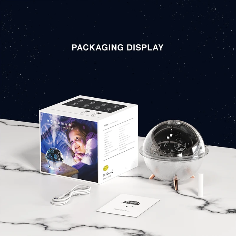 New Creative Ultrasonic Cool Mist Humidifier Bedroom Home Starry Sky Projection Lamp Humidifier With Night Light