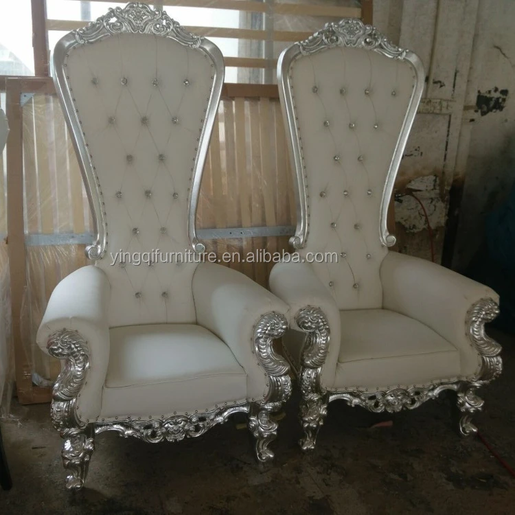 Cheap Silver Trimming High Back Wedding King Throne Chairs for Sale