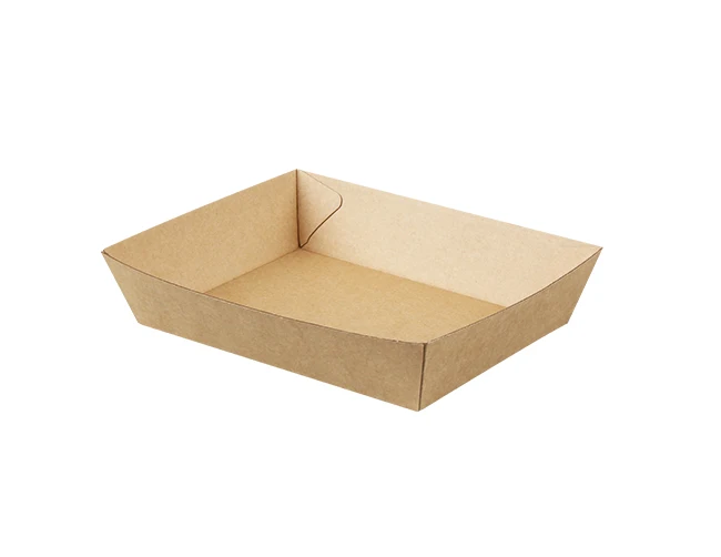 Custom Disposable Kraft Paper Pizza Cookies Packaging Corrugated Tray with Embossed Surface Eco-Friendly Rectangular Fast Food factory