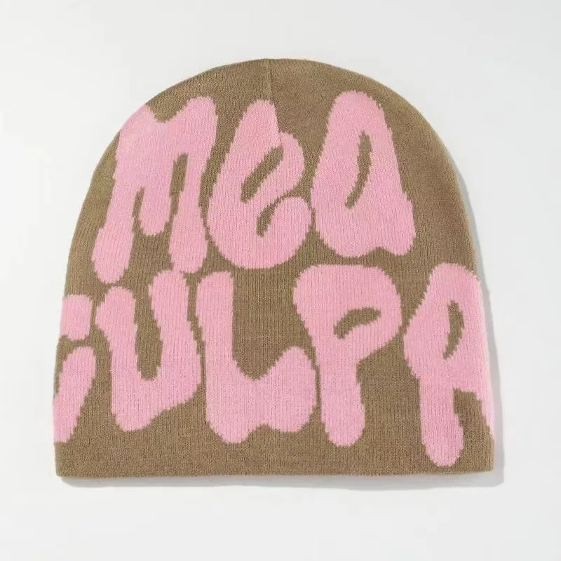 New Arrivals Acrylic Colorful Beanie Hat Winter Mea Culpa Jacquard ...