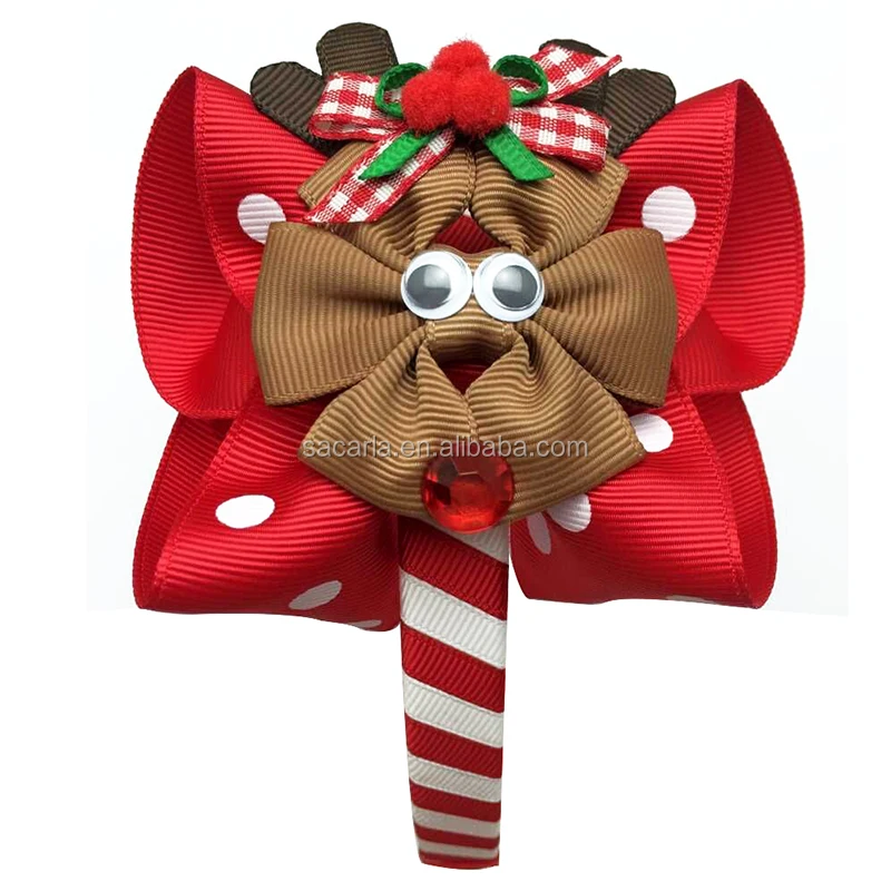 Красный и белый плетеный обруч на голову Рождественская елка снежный шар бант