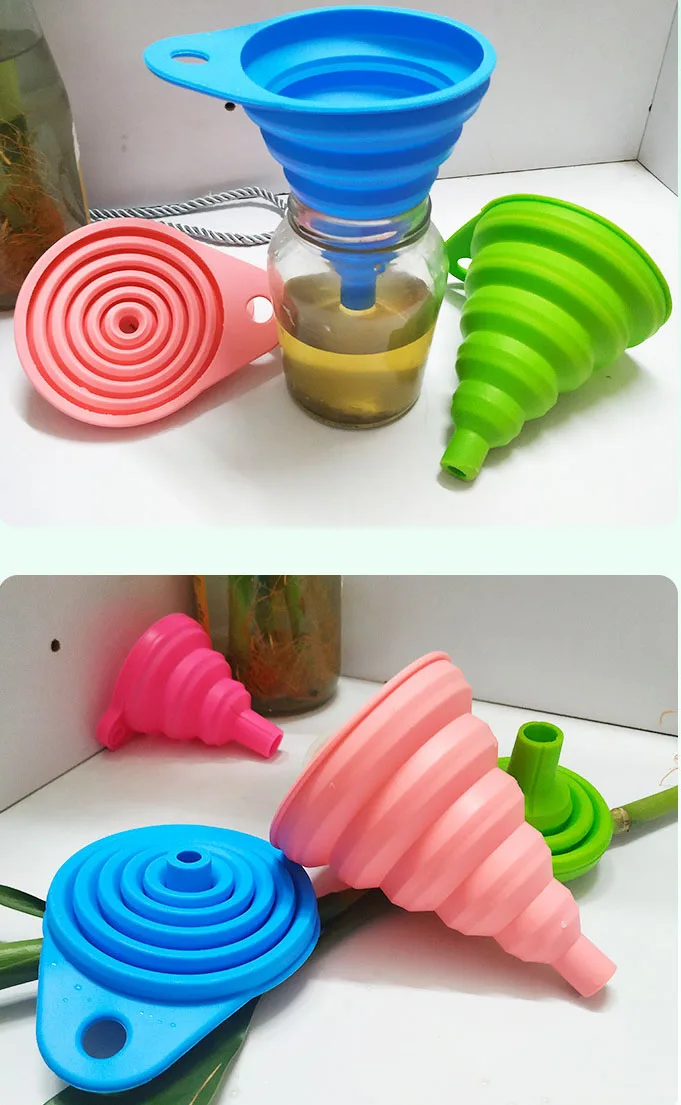 product wholesale custom silicone kitchen utensils creative retractable portable foldable funnel large medium small sizes for home use-6