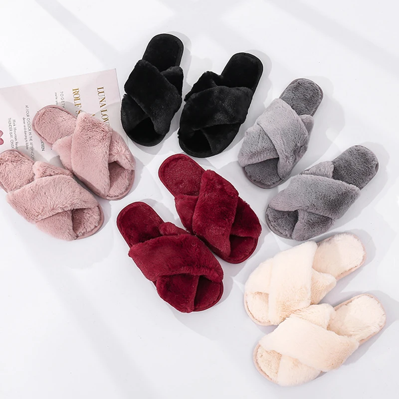 Flip Flops for Girls,Ladies Autumn and Winter Furry Slippers