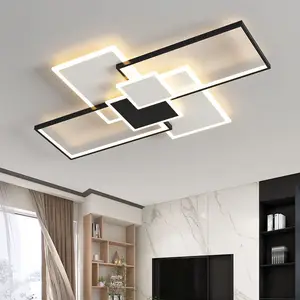 JACKSUN High Quality Dimmable AC 110V-220V Square Iron Acrylic Modern Led Ceiling Lights Living Room Study White Ceiling Lamp
