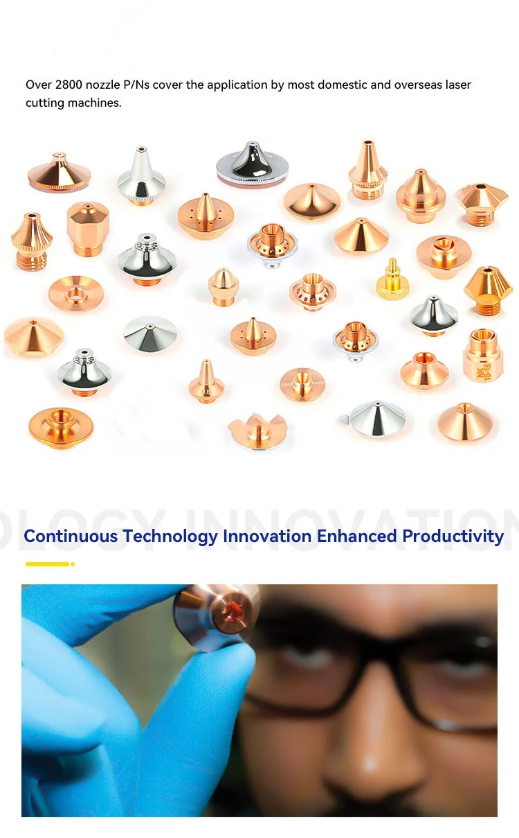 Professional Factory 0.8-4.0mm 19mm 15.1mm Nozzle M8 H19 D15 Single Double Layer Laser Tube Cutting Nozzle