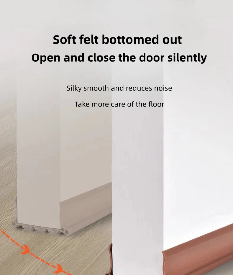 PVC Door Draft Stopper with Brush Soundproof Under-Door Bottom Seal Strip Noise Reducing Rubber Door Sweep Breeze Blocker supplier