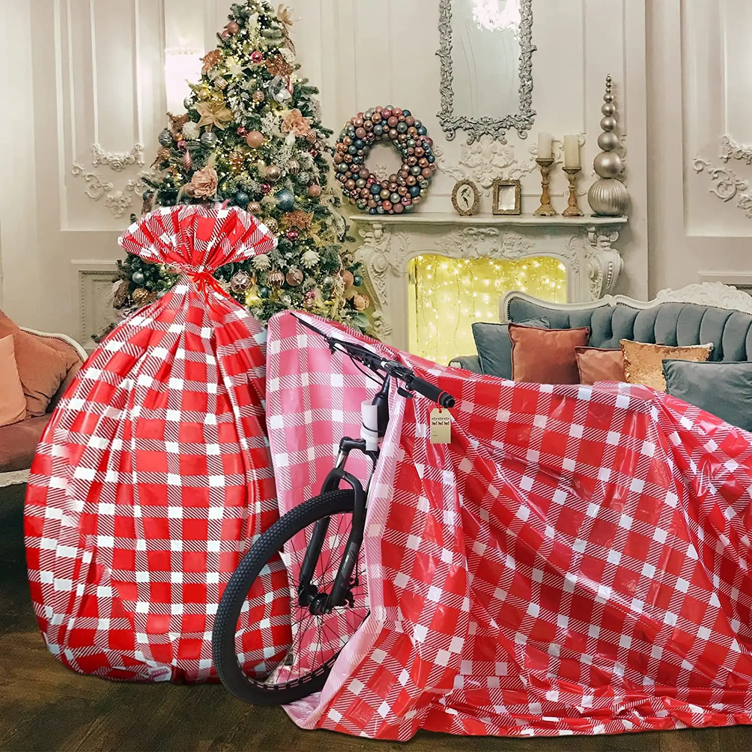 80x60 Jumbo Christmas Bicycle Bike Wrapping Bag Eco-friendly