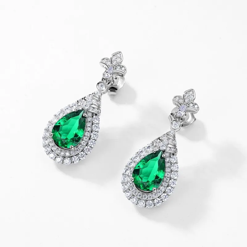 Teardrop-Shaped Crystal Rhinestone Drop Earrings 925 Sterling Silver Luxury Dangle Earrings for Women Wedding Party Gift Jewelry