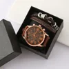 m2847marrón-juego de 3 piezas-reloj+pulsera+caja