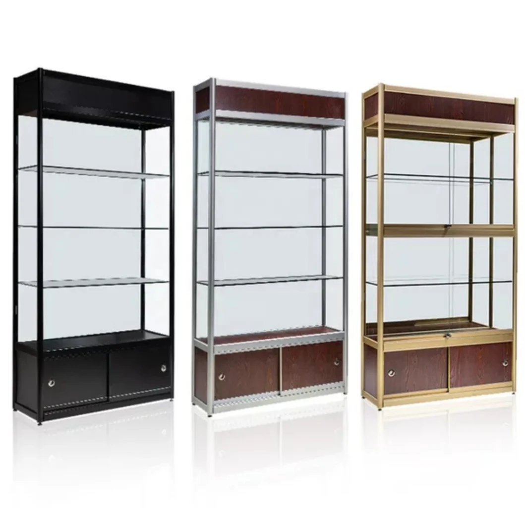 Glass showcase With Bottom Cabinet for Smoke Store