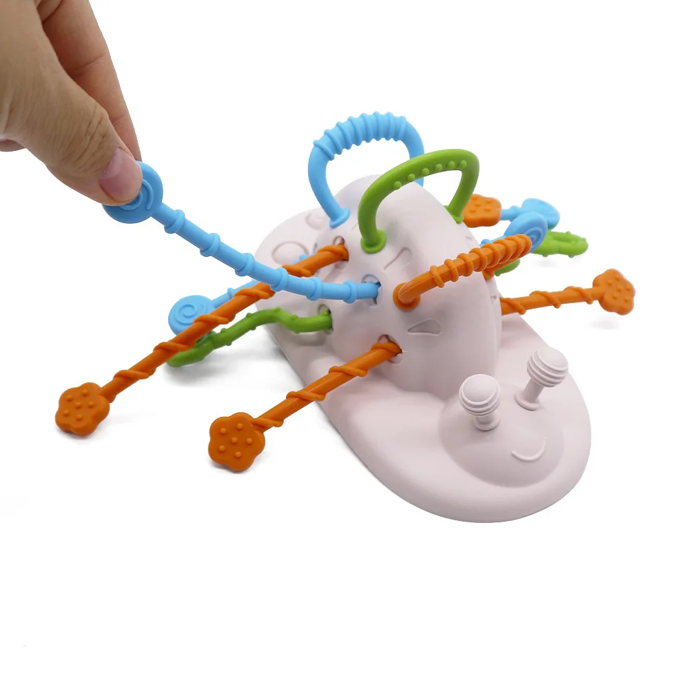 Silicone Finger Toy for Safe Baby Fine Motor Skills Training Puzzle Fun Pull-Up Dining Table Educational Toys factory