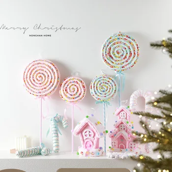 Christmas Festive & Party Supplies Multicolor Lollipop With Bow Polymer Clay Christmas Candy Ornaments