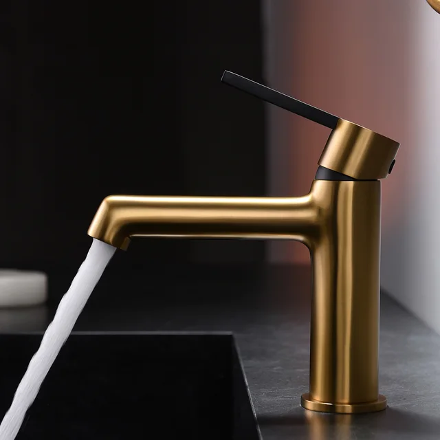 FLG Single Handle Hole Gold Bathroom Basin Sink Tap Taps Mixer Faucet For Bathroom