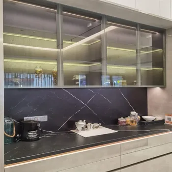 Elegant Modern Style  Customized High Living Room Home Bar Showcase Luxury Wine Display Glass Cabinet