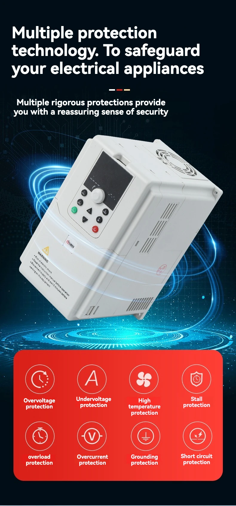 Variable Speed Drive Converter 7.5kW 380V Frequency Inverter 17A 3 Phase Input and Output VFD Drive