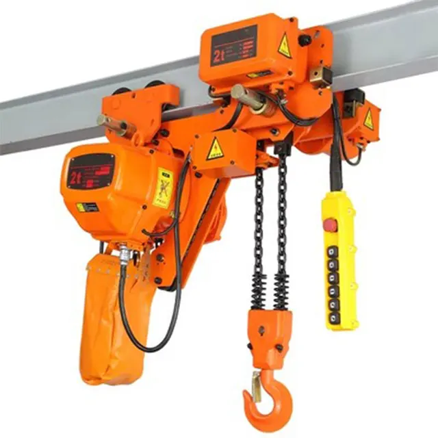 220v - 440v 1 Ton Electric Crane Chain Hoist with Electric Trolley