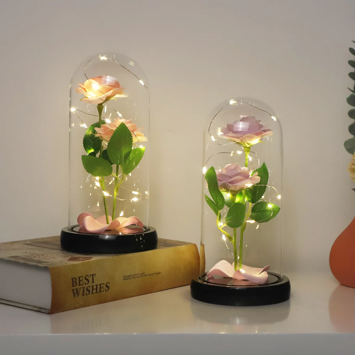 Valentine's Day Gift Ideas 2025 Colorful Rainbow Light up Rose Eternal Rose Flower in Glass Doom Gift