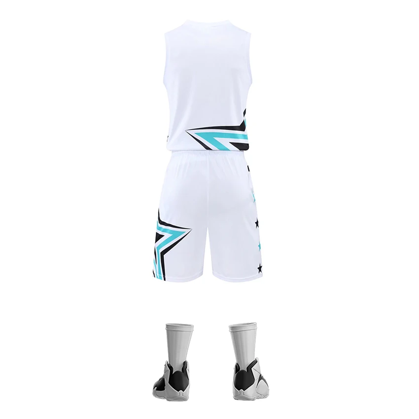 Wholesale custom logo oversized blank new sublimation simple white and blue  color basketball jersey design From m.