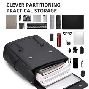 Wholesale 17 Inch Zipper Laptop Backpack Large Capacity Waterproof Mochila with Polyester Lining for Men PU Material