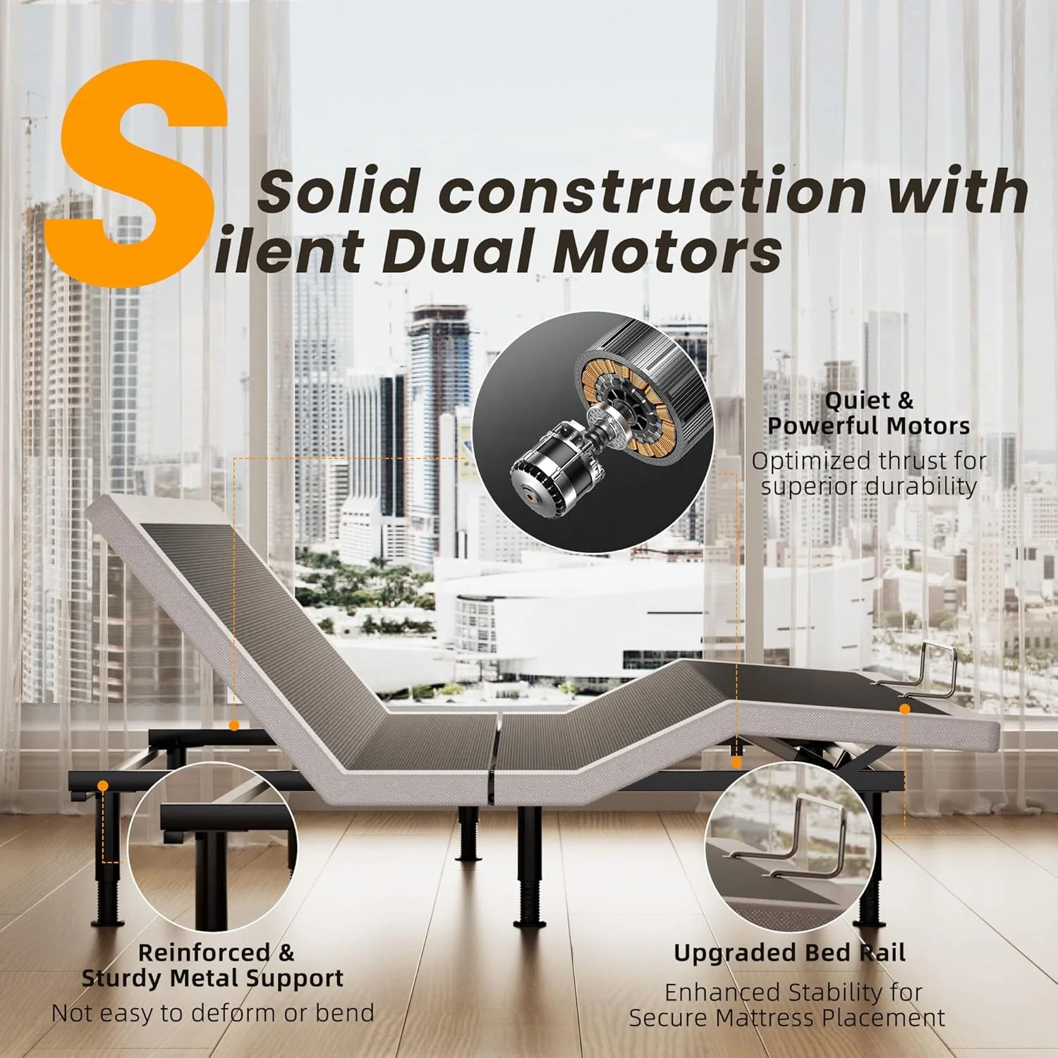 Two-year Warranty Modern Design Mul-funtional Quiet Okin Motor Electric Adjustable Bed Frame factory