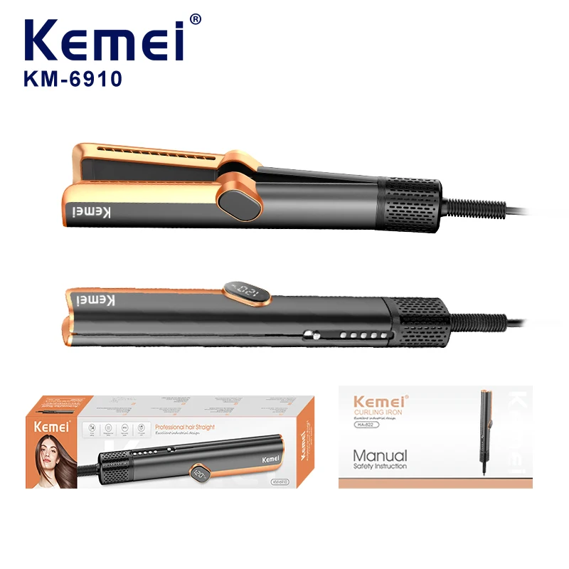 Lisseuse à cheveux KEMEI KM-6910 à plasma, puissance 1000 W, styliste aérien pour cheveux, lisseuse adaptée aux cheveux mouillés et secs, vente en gros, fournisseur OEM
