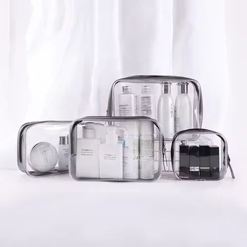 New Product 2024 Custom Travel Toiletry Organizer Transparent Makeup Bag Neutral Clear PVC Cosmetic Bag