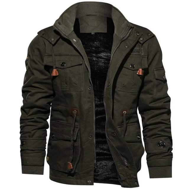 Men's Hooded Winter Jacket With Stand Collar And Warm Fleece Lining_voghion.com