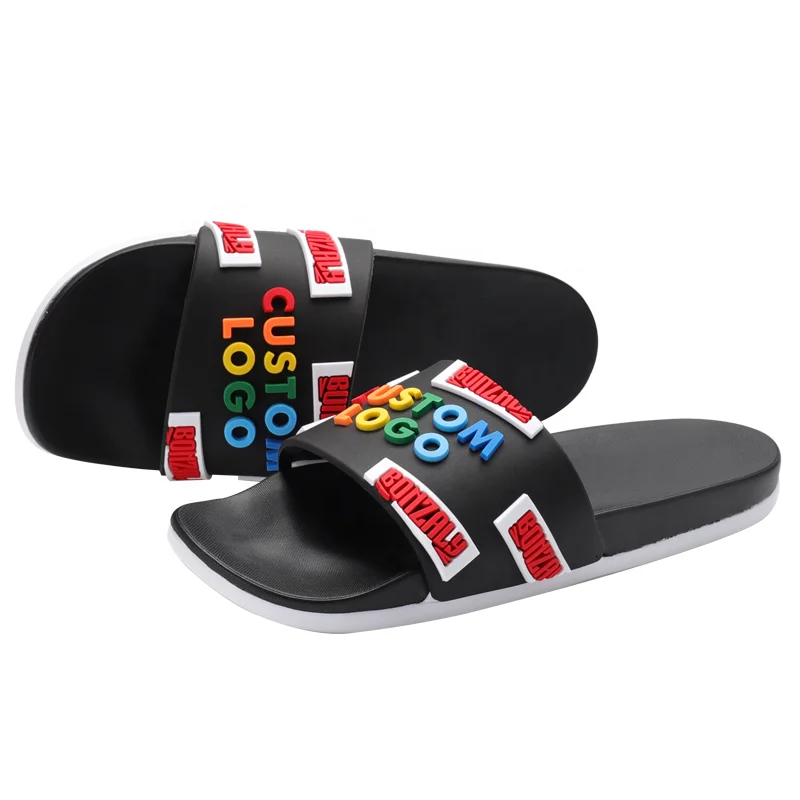 Henghao Custom Slippers Emboss Sport Slippers Outdoors Custom Brand Name Sports Out Slippers Soles Double Soft Sole for Fast
