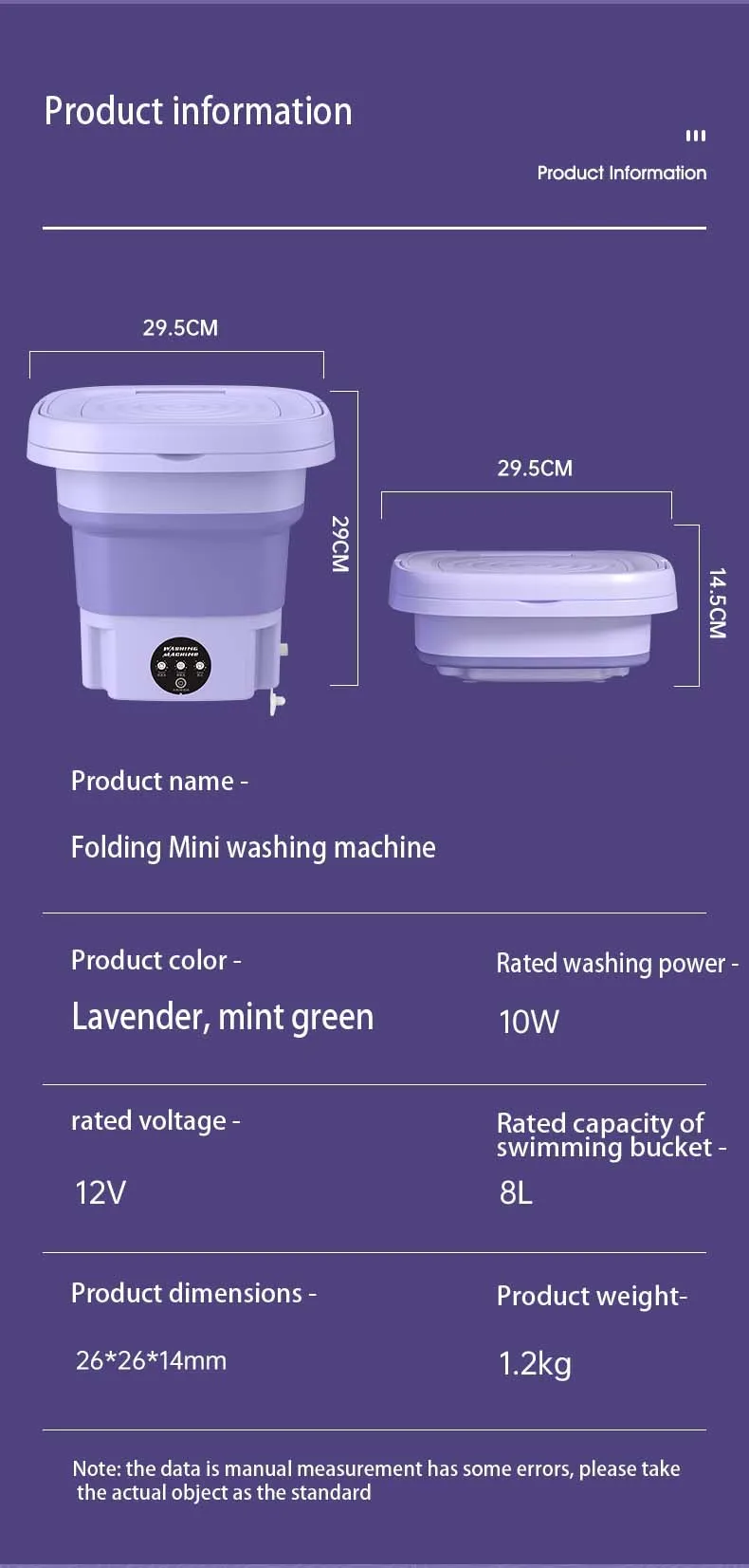 Portable Mini Folding Washing Machine - Ultrasonic Laundry