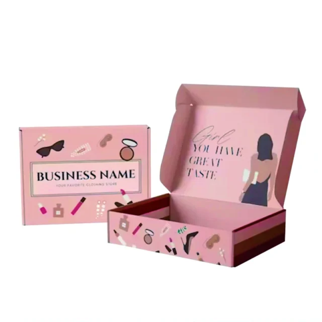 Customized logo printing pink corrugated clothing packaging paper box wholesale shoe transportation packaging paper box