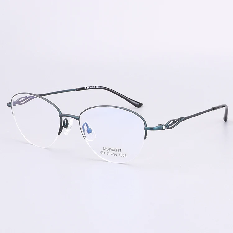 Factory Wholesaler Pure Titanium Optical Frame Eyeglasses High Quality Half Glasses Women Titanium Glasses Frame