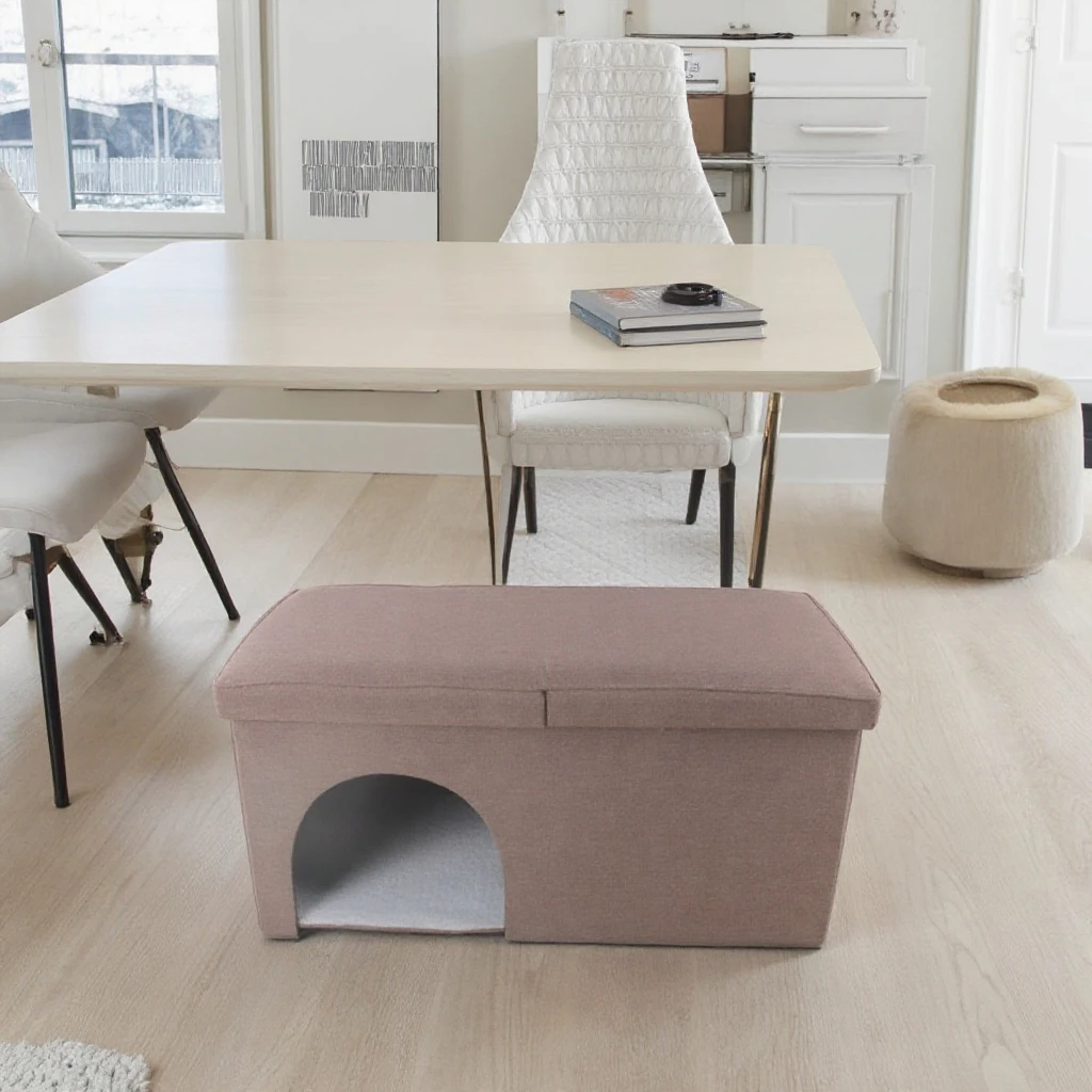 Custom Modern Durable Large Capacity Fabric Ottomans for Pets Foldable Storage Stool for Apartment Use details