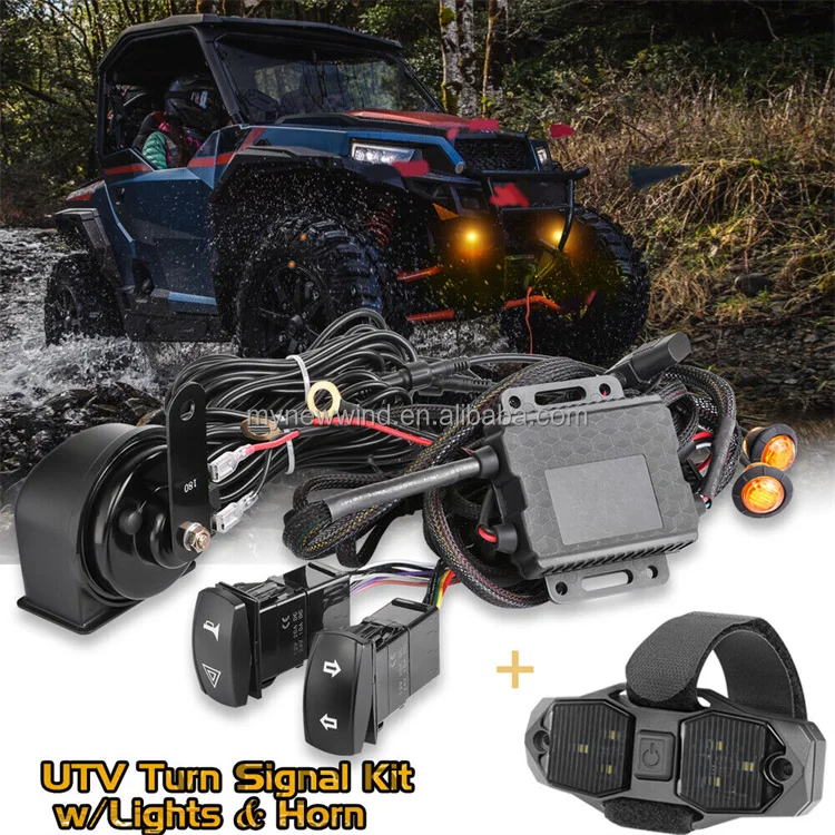 Universal Utv Turn Signal Horn Kit W/rocker Switch Amber Turning