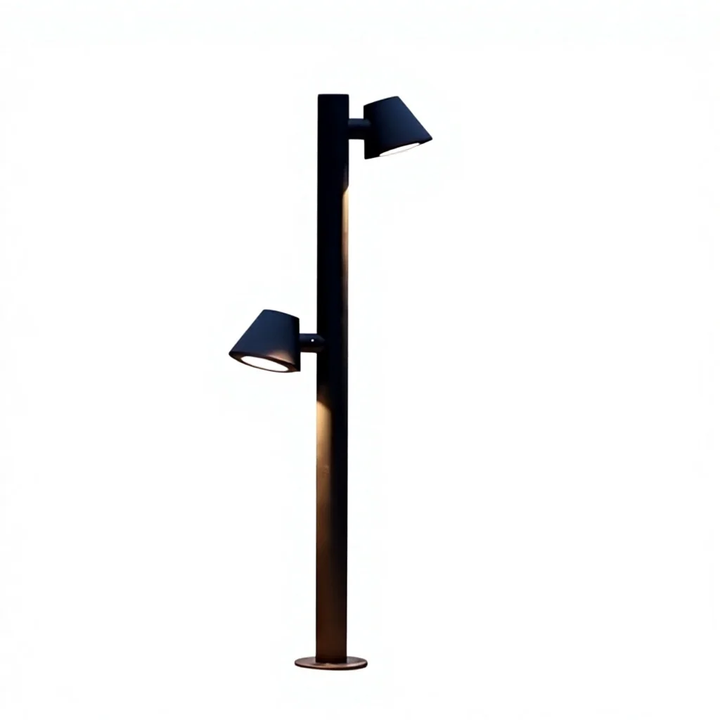 Lampu Halaman Luar Ruangan IP65, Bahan Aluminium dan Kaca Tempered, Terhubung ke Daya, Dapat Diputar, Lampu Berdiri di Lantai untuk Teras dan Villa