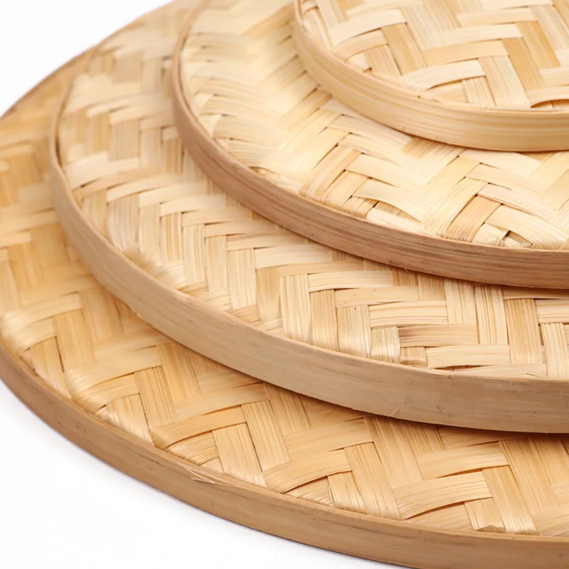 Подносы из бамбукового волокна с индивидуальным рисунком круглые подносы натурального бамбука ручной работы сервировочный поднос ткани