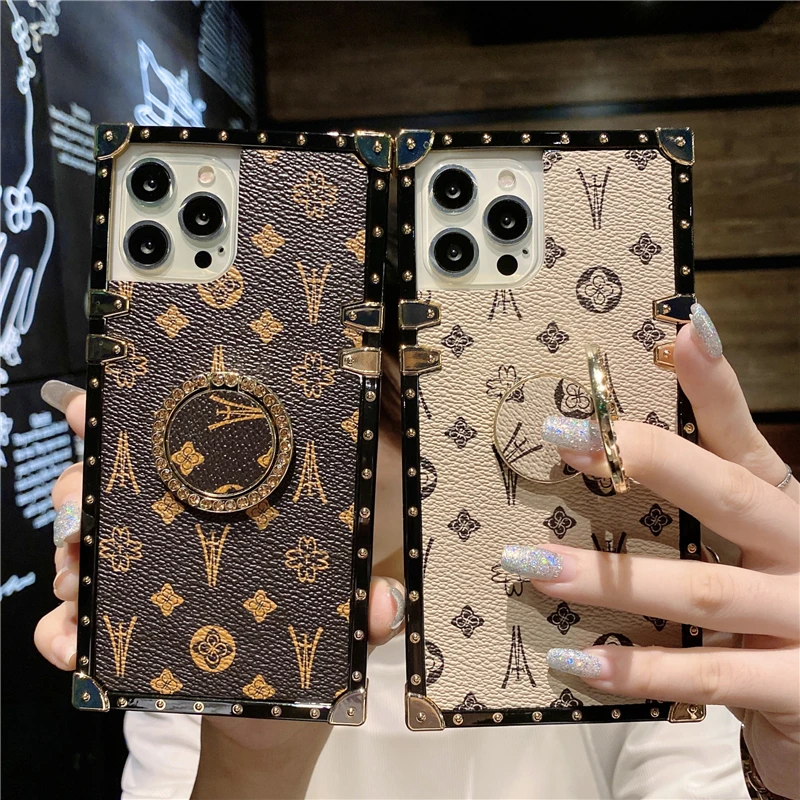 Wholesale Fashion Square PU Leather Phone Case for iPhone 11 12 13 Pro Max  12 Mini Xs X 7 8 SE 2020 Luxury Cover From m.