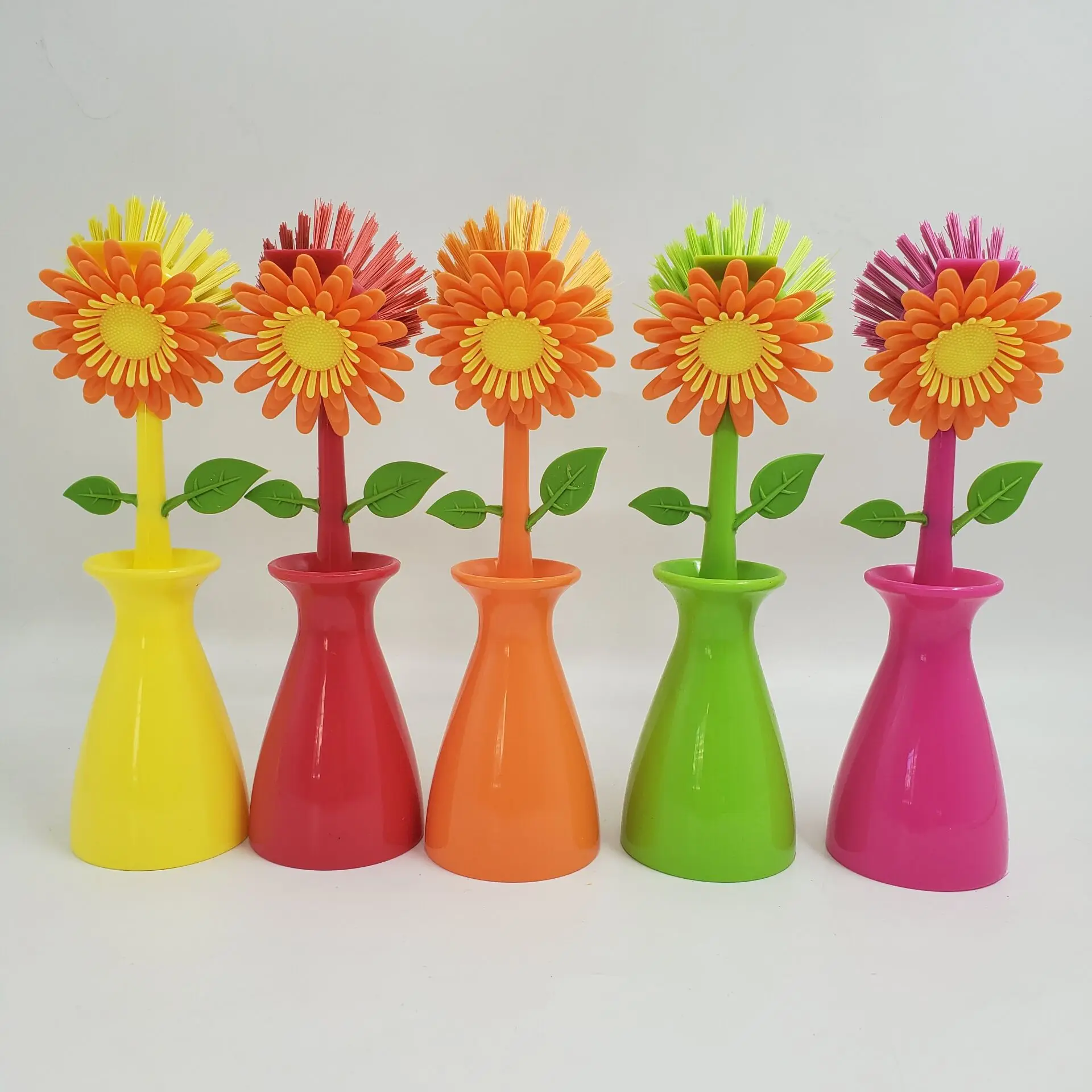 Vigar Flower Power Orange Dish Brush with Vase, 10-Inches,  Orange, Green : Home & Kitchen
