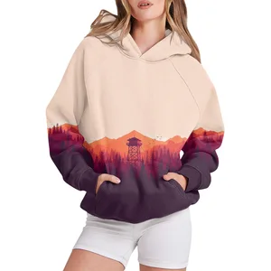 Casual Printed Neck Raglan Hooded Long-Sleeved Sweatshirt Women's Hoodie